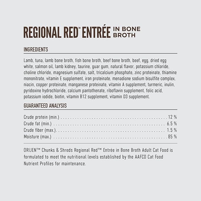 ORIJEN Chunks & Shreds Wet Cat Food Regional Red Entrée 3oz Cans (12 Count)