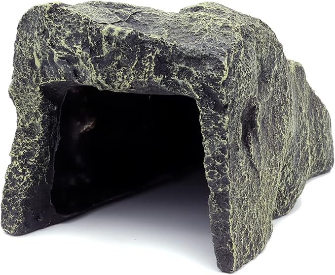 JIHAQUA Reptile Hide Medium Rock Snake Hide Cave Hideout Terrarium Habitat Decor Ornament Bearded Dragon Tank Accessories
