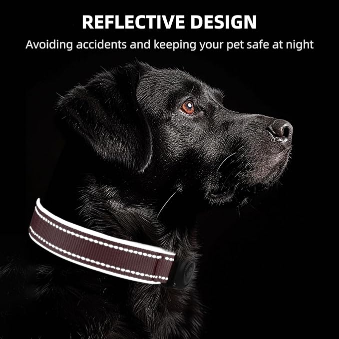Airtag Dog Collar - 100% Waterproof Air tag Dog Collar Holder for Apple AirTag, Reflective, Soft Padded, Everlasting, GPS Dog Collar for Small Medium Large Dogs (Pink, XL)