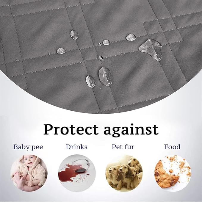Dog Bed Cover Waterproof Microfiber Quilted Mattress Cover Pet Mat Silicon Non Slip 9 Size Furniture Protectors for Bed Sofa Couch (208 x 218 cm/82 x 86 in,Light Gray)