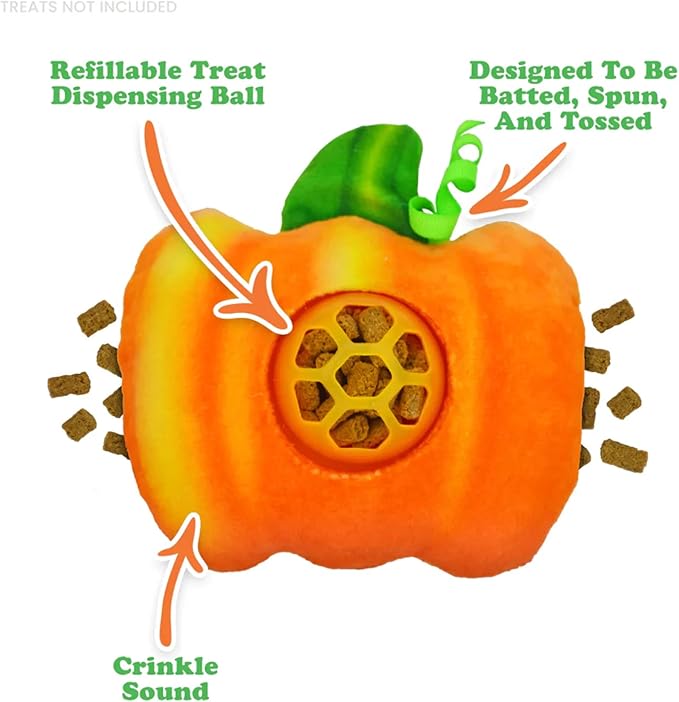 Meowijuana Knock N' Nibble Pumpkin & ChickenTreat Bundle | Crunchie Munchie Catnip Treats | Refillable Treat Dispensing Toy | Interactive Puzzle Toy for Felines