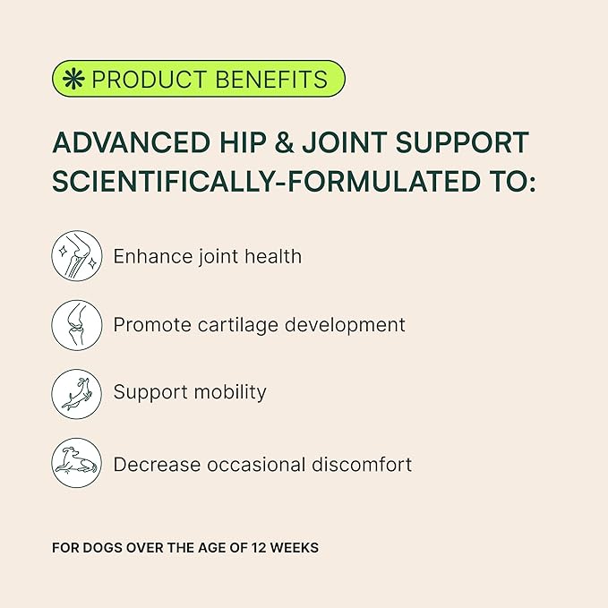 Wuffes Advanced Dog Hip and Joint Supplement with Glucosamine, Chondroitin, Omega 3, MSM, and Green Lipped Mussel, (Pack of 2, Small & Large Breed)
