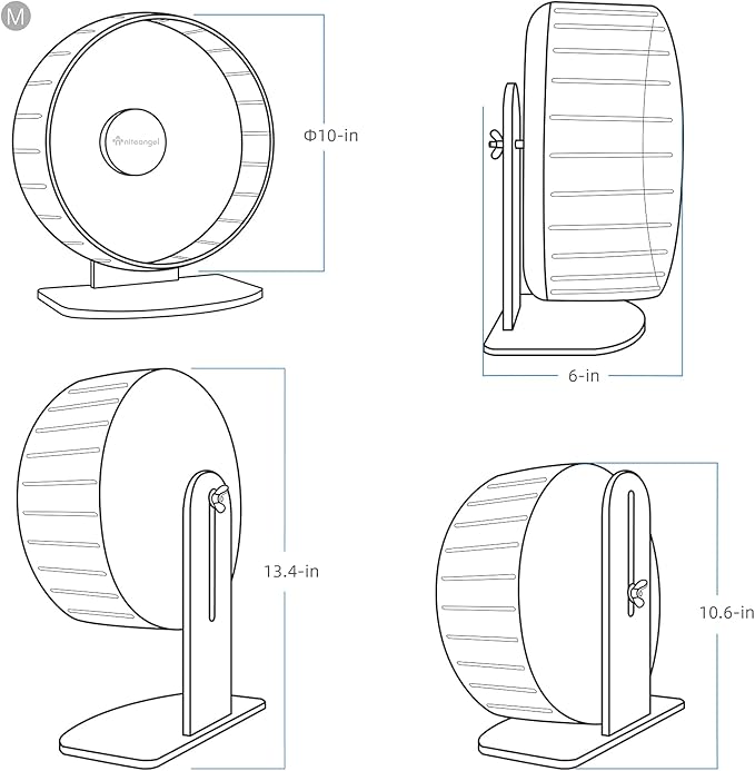 Niteangel Super-Silent Hamster Exercise Wheels: - Quiet Spinner Hamster Running Wheels with Adjustable Stand for Hamsters Gerbils Mice Or Other Small Animals (M, Light Blue)