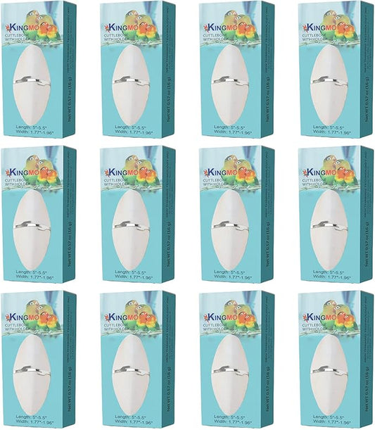 Jmxu's 5"-5.5" Bird Cuttlebone for Parakeets, Cuddle Bone with Metal Holder, Cuttlefish Bone for Sharp Beaks, Natural Birds Calcium for Parrots Cockatiels Budgie, 12Pcs
