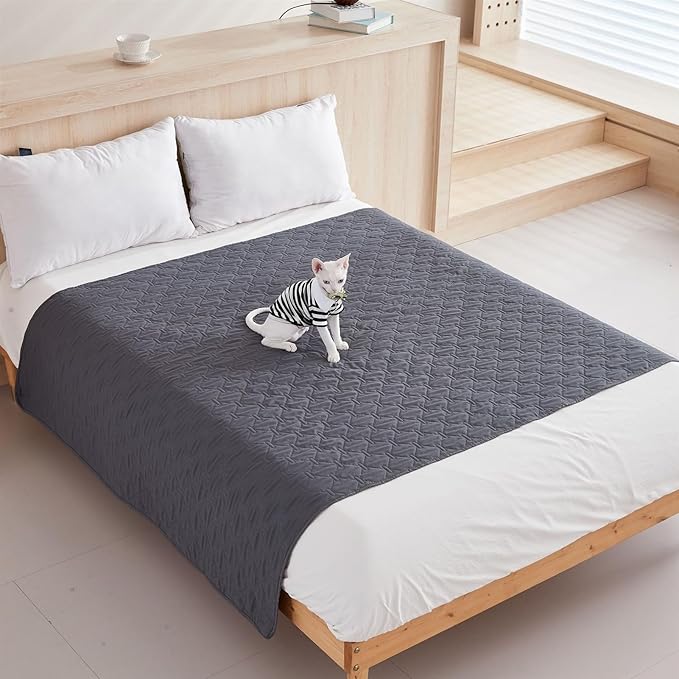 GIBZ Waterproof Dog Bed Blanket Cover Anti Slip Pet Furniture Protector Washable Large Washable Quilted Mat for Indoor, Dark Grey, 200x200cm