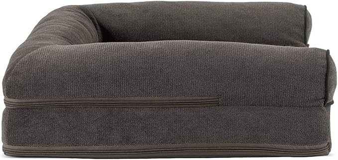 FurHaven Soft, Orthopedic Foam Sofa Dog Bed with Washable & Removable Cover - Sherpa/Chenille - Coffee, Dogs Up to 35 lbs - Medium