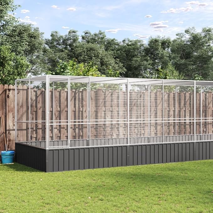 Outdoor Aviary Bird Cage, Galvanized Steel Outside Ample Activity Space Birdcage, 327.6"x81.5"x83.5", -270