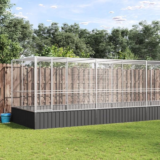 Outdoor Aviary Bird Cage, Galvanized Steel Outside Ample Activity Space Birdcage, 490.6"x81.5"x83.5", -272