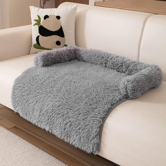 Dream Cloud Pet Sofa Bed Machine Washable Waterproof Supportive Comfort Non-Slip Plush Pet Couch Bed with Raised Edge for Sofa Car Floor, Small Medium Dogs Cats, Furniture Protector (Gray3)