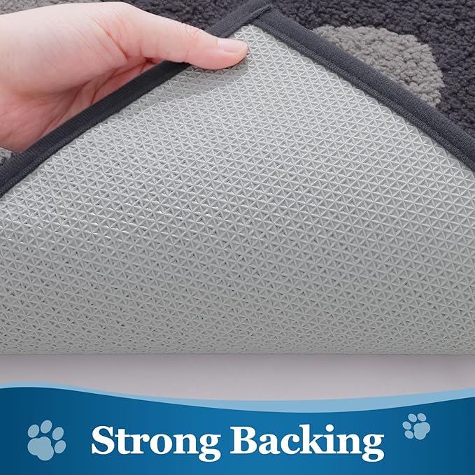 Buganda Dog Door Mat for Muddy Paws, Absorbent Dirt Trapper Washable Indoor Doormats, Non Slip Low-Profile Mud Mat for Dogs, Front Entrance Doormat for Inside Floor (59x35 Inches, Dark Grey)
