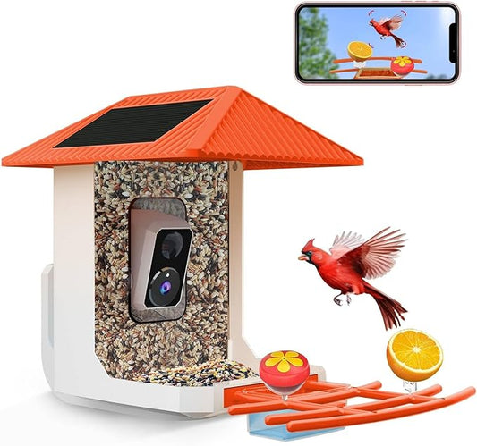 Kurain® Smart Bird Feeder with Camera, 2.4G/5G WiFi, 2.5K Video Birds Feeder with Solar Panel, AI Identify, Live View, Capture Bird Video, Instant Arrival Alerts, Ideal Gift forBirdlover