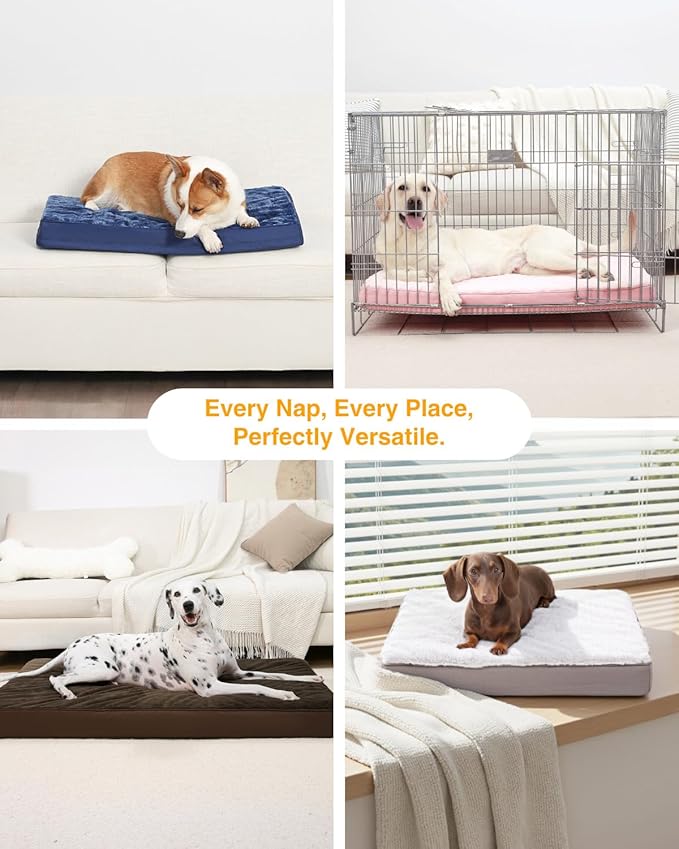KSIIA Orthopedic Crate Bed: Deluxe Plush Washable Dog Bed for Small Dogs with Egg Crate Foam & Removable Cover, 23 x 17 Inch, Dark Gray