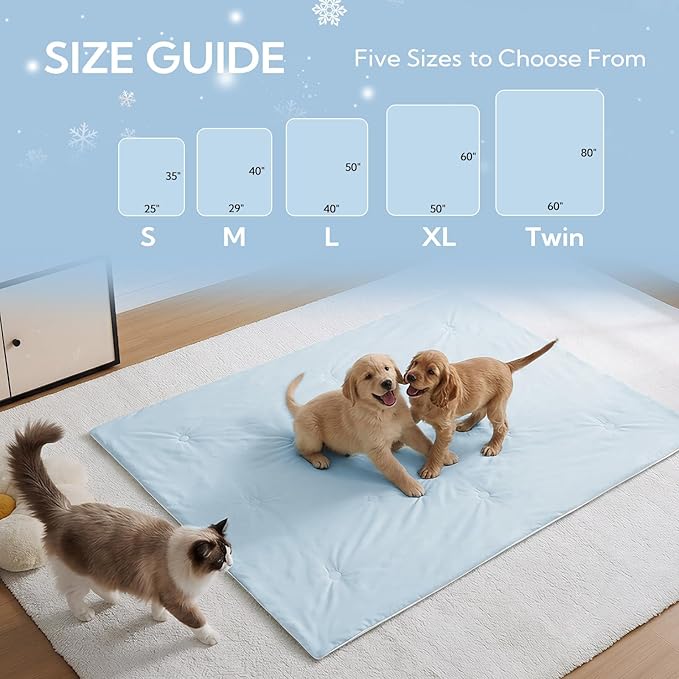 Soulbond Cooling Blanket for Medium Dogs - Q-MAX>0.45, Washable Cool Pet Cats Throw Blanket for Hot Weather, Self-Cooling Soft Dog Mat for Bed Crates Couch Sofa Cars(29"x40", Light Blue)