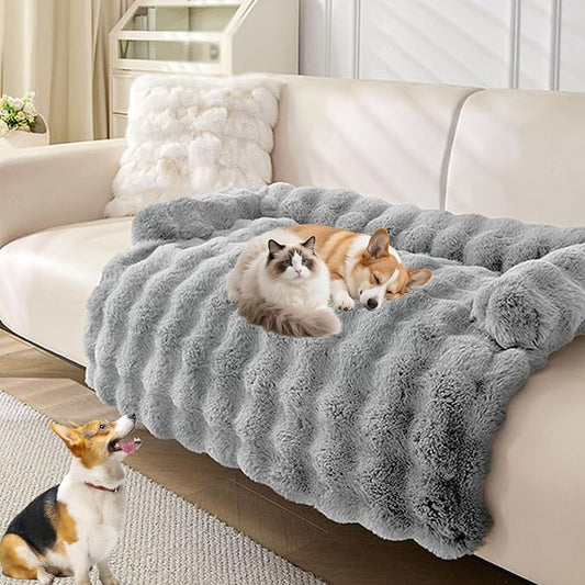 Dream Cloud Pet Sofa Bed, Dream Cloud Pet Sofa Bed Cover, Cozy Rabbit-Velvet Non-Slip Washable Fluffy Plush Pet Mat for Furniture Protection, Soft Couch Bed for Dogs & Cats (Gray, 80X80 CM)