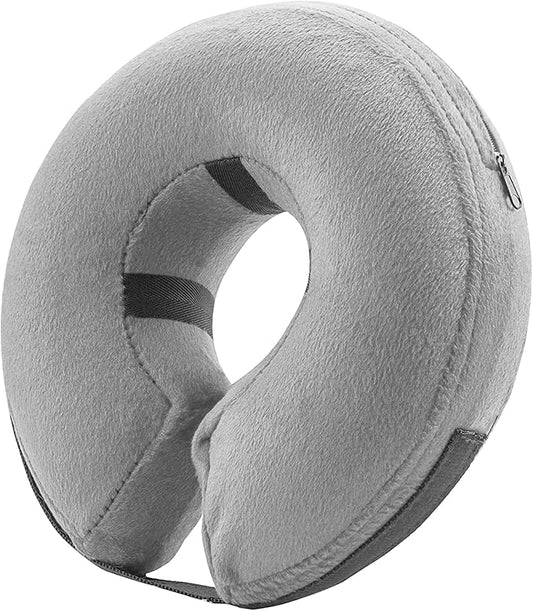 BENCMATE Inflatable Dog Cone Collar Alternative, Soft Dog Cone for Small Medium Large Dogs and Cats, Neck Recovery ECollar Donut Collar After Surgery (Small, Grey)