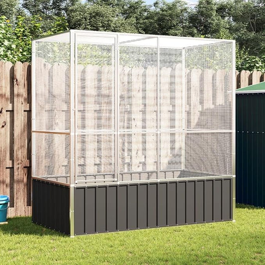 Galvanized Steel Large Flight King Bird Cage, Steel Outdoor Aviary, Outdoor Indoor Large Bird Cage Aviary Pet House for Cockatiels African Parakeets, 82.9"x42.1"x83.5",-301