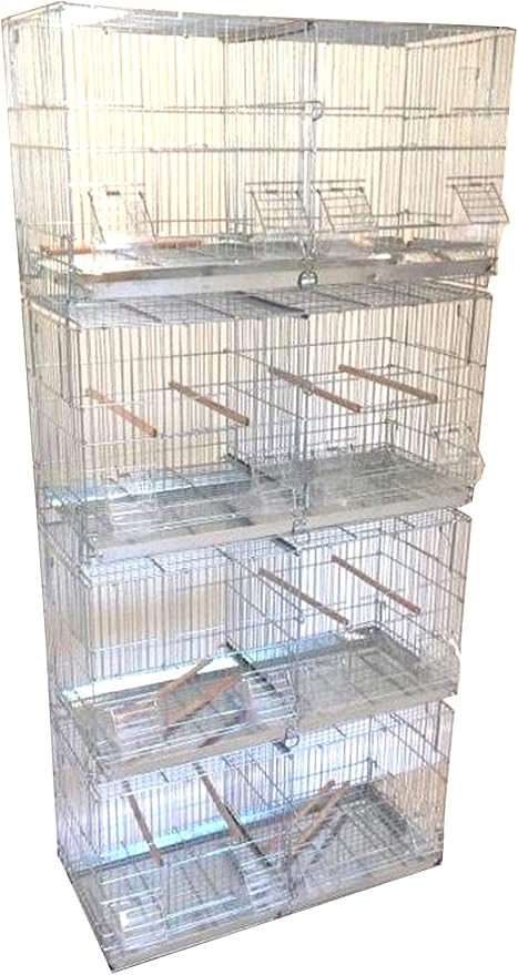 Large No Rust Stainless Galvanized Zinc Stackable Breeder Bird Flight Cage Side Breeding Nest Door with Removable Divider 30"x11"x15"H