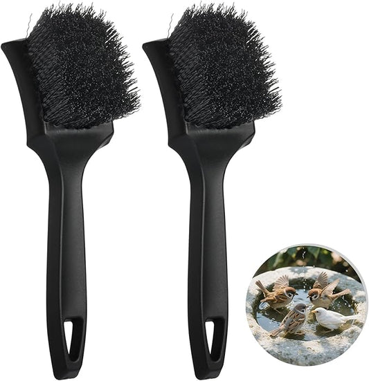 2 Pcs Brush for Bird Baths Black Hard Bristle Cleaning Brush with Ergonomic Handle Utility Bird Bath Cleaner for Bird Feeder Bath Accessories Fountain Outdoor Cleaning