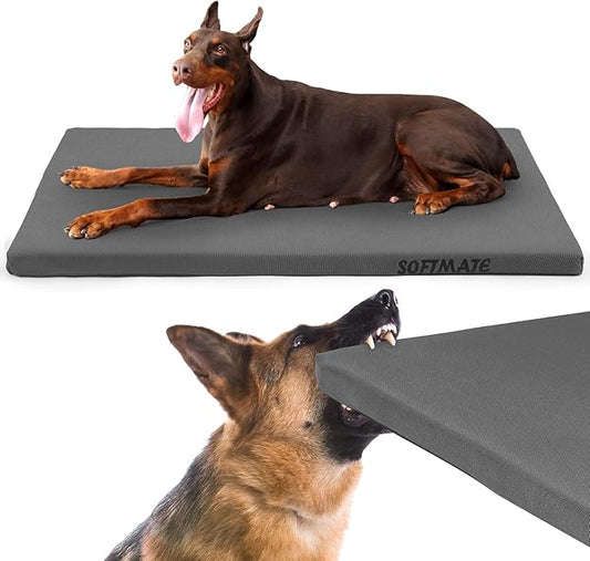 Durable Outdoor Dog Bed Chew Proof Dog Crate Mat for up to 35 lbs Medium Dogs with Waterproof Removable and Washable Cover