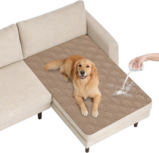 100% Waterproof Dog Couch Protector, Triple-Layer Waterproof Dog Bed Cover Pet Blanket Reversible 2-Tone Sofa Shield, Non-Slip Furniture Guard for Pets(42×50 Inch, Taupe+Apricot)