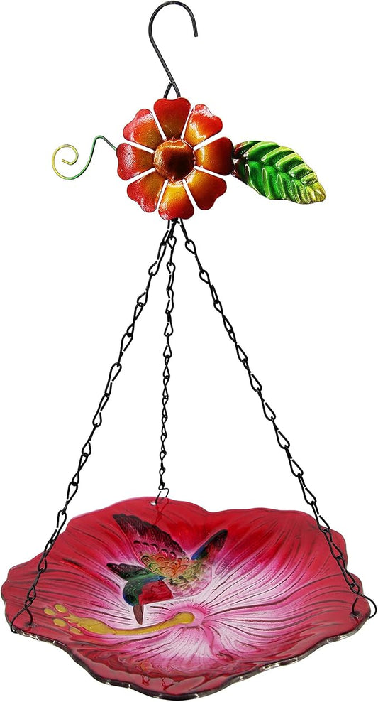 Hanging Bird Bath Glass BirdBath Hummingbird Outdoor Bird Feeder Garden Yard Decorations