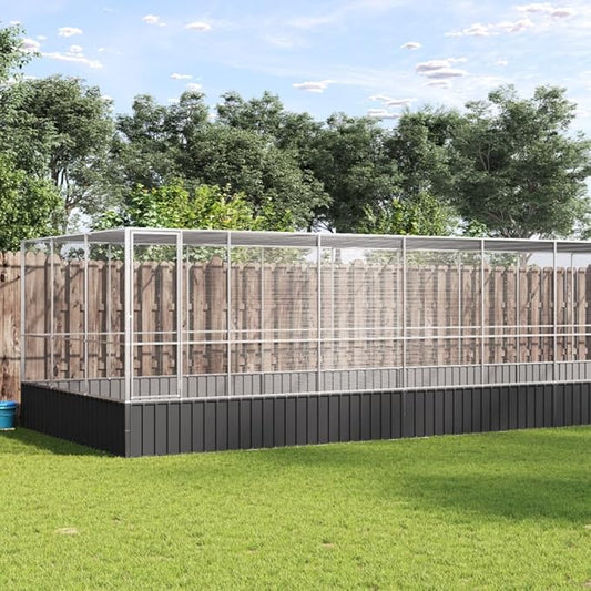 Steel Aviary with Extension, Large Flight King Bird Cage for Cockatiels African Grey Quaker Amazon Sun Parakeets Green Cheek Conures Pigeons Parrot Bird Cage, 366.9"x120.9"x83.5",-87