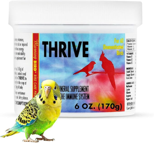 Morning Bird Thrive 6 Oz - Multi-Vitamin Bird Supplement Designed for Immune and Recovery Support - Formulated for Sick or Injured Birds - Protein Supplement and Energy Booster for All Adult Birds