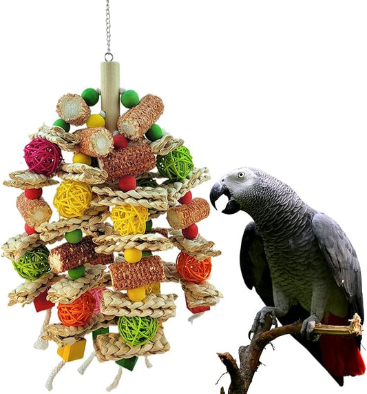 Parrot Toys, Natural Corncob Bird Chew Toys for Small and Medium Macaws, African Grey Parrots, Amazon Parrots Bird Cage
