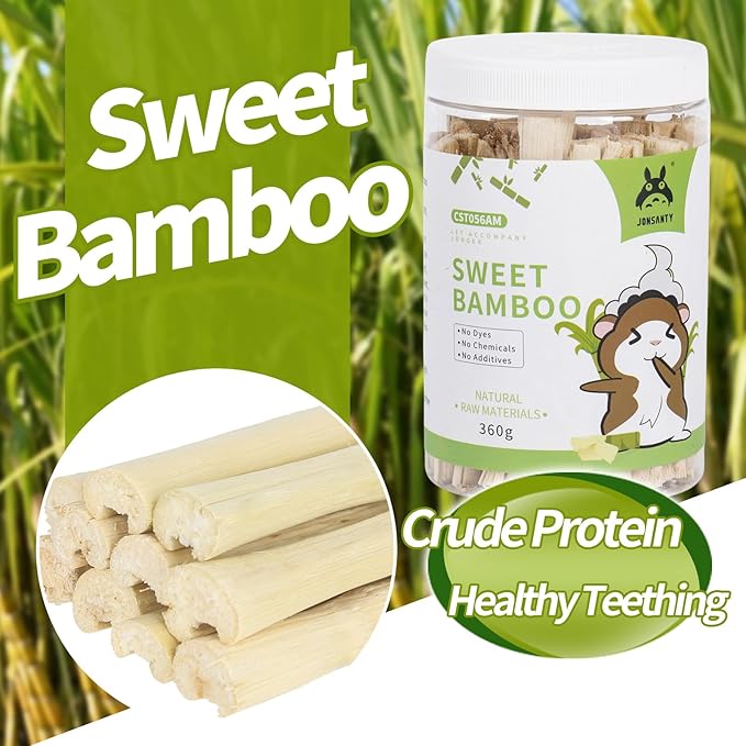 JONSΛNTY 25-28 PCS 330g Natural Sweet Bamboo, Chew Toys for Rabbit, Guinea Pig, Hamster, Chinchilla, Bunny, Rat, Teething Toy for Small Animal