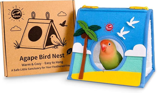 Agape Bird Nest, Soft Hammock for Cage, Hanging Plush Hideaway, Warm Bird House for Small, Medium & Large Parrots, Cozy Hut for Parakeet, Budgie, Cockatiel, Lovebird, Conure, Nido para Periquitos