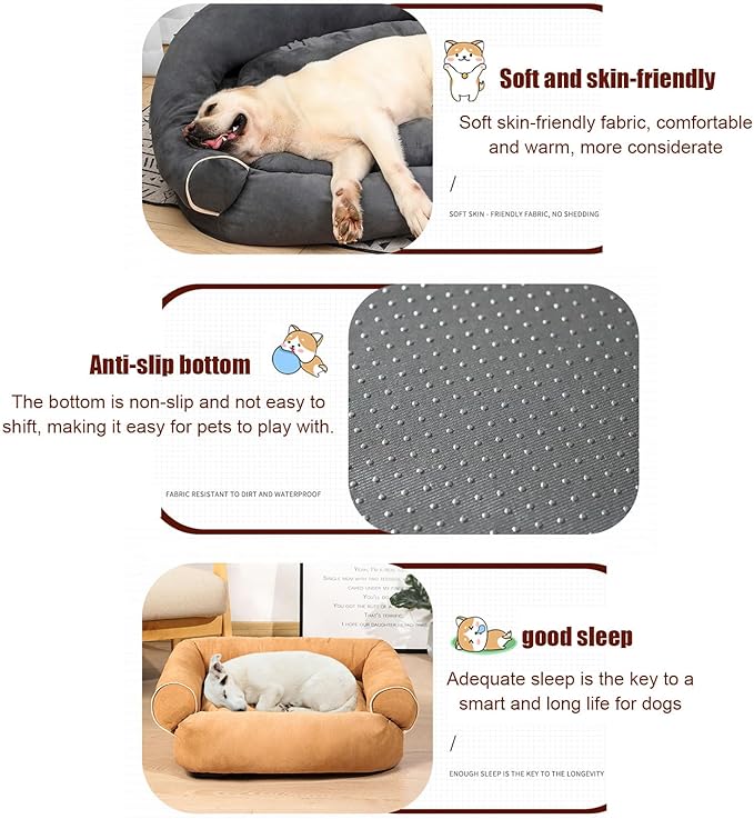 Suede Sofa Dog Bed, Multiple Sizes Orthopedic Memory Foam Mattress, Durable and Calming, Washable Dog Bed with Anti-Slip Bottom L Green