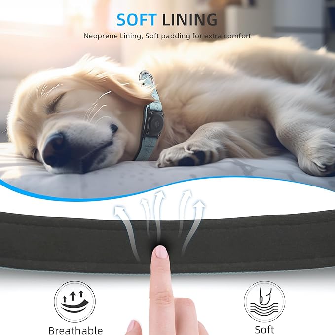 Upgraded AirTag Dog Collar, IP68 Waterproof Air Tag Dog Collar Holder, Reflective, Ultra-Durable, Comfortable Padded, Heavy Duty Dog Collars for Small Medium Large Dogs (XS (10.25"-13")), LightBlue