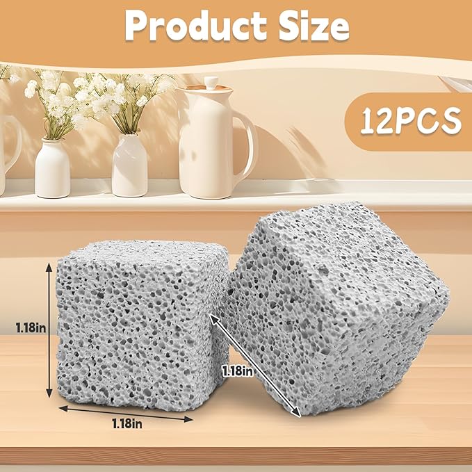 Hamiledyi 12 PCS Chinchilla Chew Toys Lava Blocks Hamster Chew Toys for Teeth Grinding Square Stone Mineral Calcium Stone for Bunny Rabbit Hamster Chinchillas Squirrel and Other Small Animals