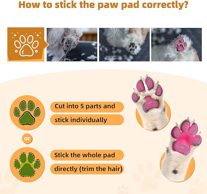Non-Slip Dog Paw Protector Pads for Senior Dogs, Dog Paw Adhesive Pads on Hardwood Floor,Senior Pets Essentials with Strong Traction,Rubber Grippers,Pink,12 Sets 48 pc XXL