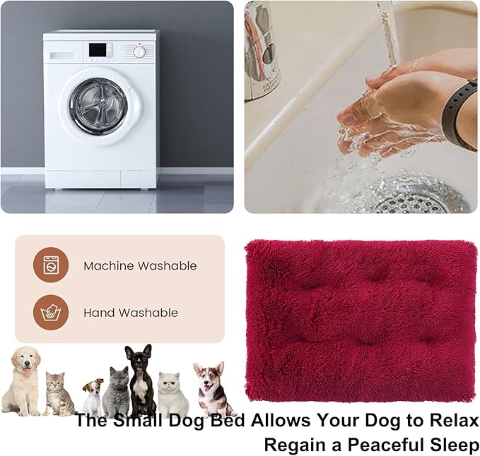 Dog Crate Mat, Dog Bed for Large Dogs, Comfy Fluffy Kennel Pad Anti-Slip for Dog beds & Furniture, Quilted Dog Bed for Pets for Medium/Small Dogs Cats (Color : Red, Size : 48x33)