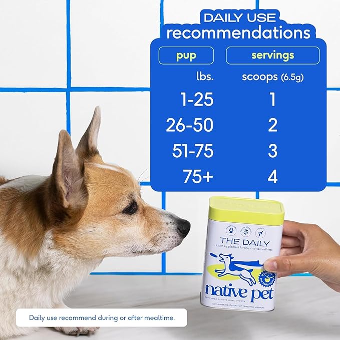 Native Pet The Daily Dog Supplement (30 Scoops) and Goat Milk Powder for Dogs and Cats (60 Scoops).- 11-in-1 Multivitamin and Food Topper to Support a Healthy Digestive System