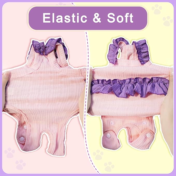 Cat Recovery Suit,Kitten Onesie After Surgery,E-Collar Alternative for Abdominal Wound and Skin Diseases,Soft Breathable Bodysuit After Spay（Orange-l）