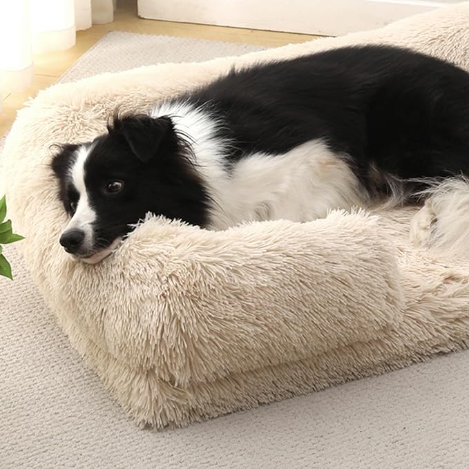 Dog Beds Medium Large Size Dog, Calming Dog Bed with Removable Washable Cover, Waterproof Lining and Nonskid Bottom(Gradient-Green,XXL)