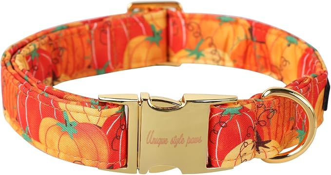 Unique style paws Halloween Dog Collar Metal Buckle Orange Pumpkin Collar Gift Durable Cute Collar for Small Medium Large Boys Girls Dogs