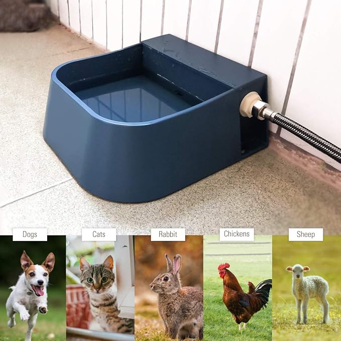 NAMSAN Automatic Dog Water Dispenser with Float Valve, 3/4'' Adapter, Outdoor Automatic Water Dispenser for Cats Chicken Animals, Goat Waterer, Livestock Water Trough