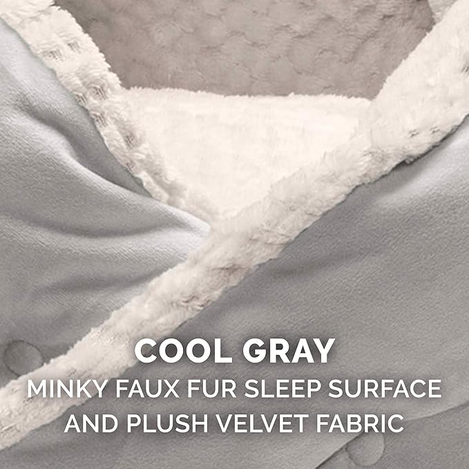 Furhaven 18" Round Pet Bed for Indoor Cats & Small Dogs, 100% Washable, For Pets Up to 14 lbs - Minky Plush & Velvet Hug Bed - Silver Gray, 18-inch