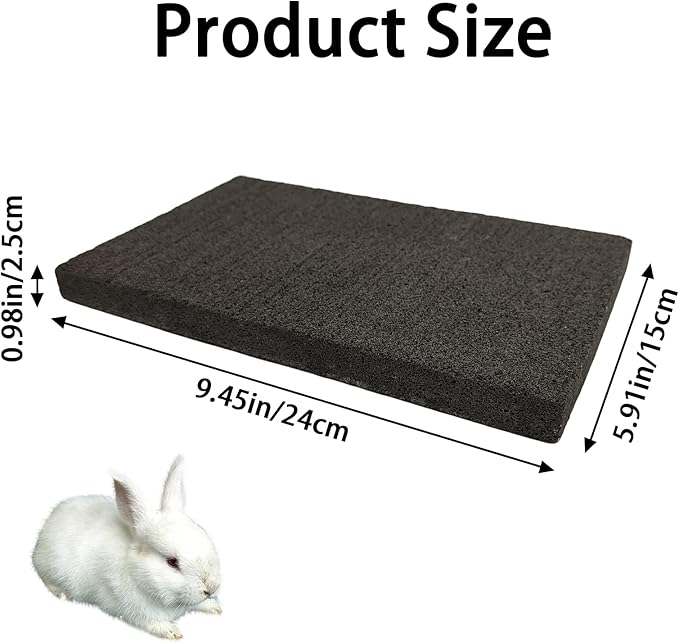 BNOSDM Rabbit Grinding Claw Pads Bunny Scratch Foot Pads Natural Hamster Lava Stone for Teeth Grinding Black Guinea Pig Scratching Board Chew Toy for Ferret Chinchilla Mouse
