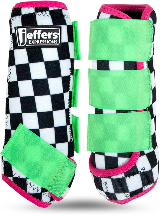 Jeffers Expression Protective Horse Boots 1 Pair, Skater Cowgirl - Safe Neoprene Leg Guards, Comfortable Fit, Durable Strap Closures, Front & Hind Support, Accessories for Travel & Riding - Large