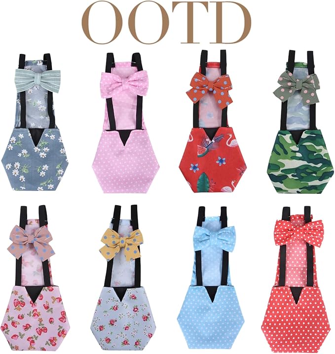 MANON ROSA Chicken Diapers Bantam Hens - Reusable 3-Piece Set with Bow Ties Poultry Nappies Washable Waterproof for Geese Pet Ducks Silkie (Polka Dot XS)