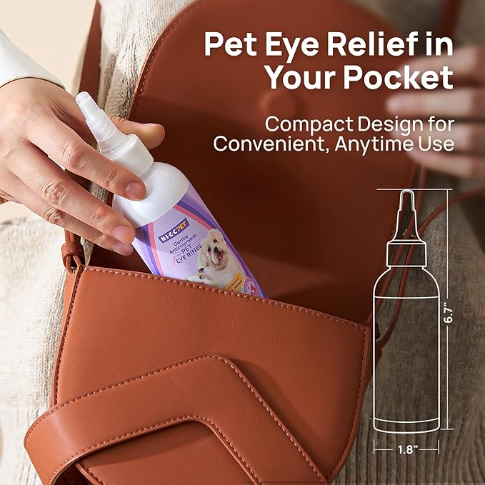 HICC PET Dog Eye Drops, Eye Drops for Dog Care & Cat Care, Soothe Allergy, Relieve Dry Eyes Pink Eyes, Pet Tear Stain Cleaner (2 x 5.1 fl oz)