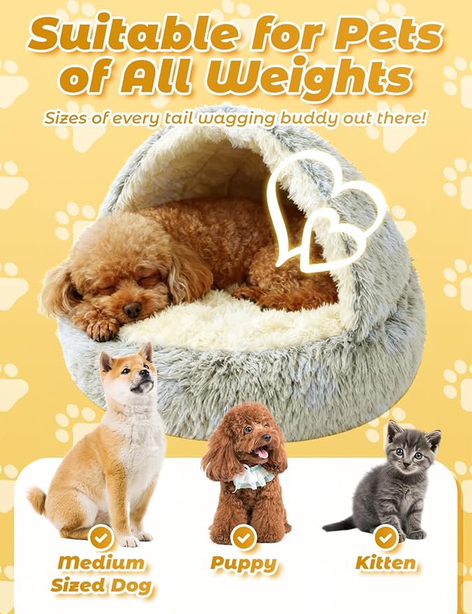 Dog Bed, Dog Bed with Cover Cave, Dual Comfort Design, Pet Bed for Small/Medium/Large Cats and Dogs, Anxiety Relief, Durable & Chew-Proof, Improves Sleep & Behaviour (Green, 40in)