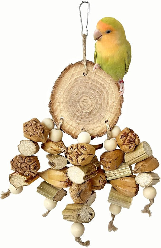 Natural Bird Toys - Chew Toys for Parakeet, Parrot, Cockatiel, Budgie, Conures - Bird Foraging Toys for Small and Medium Size Birds