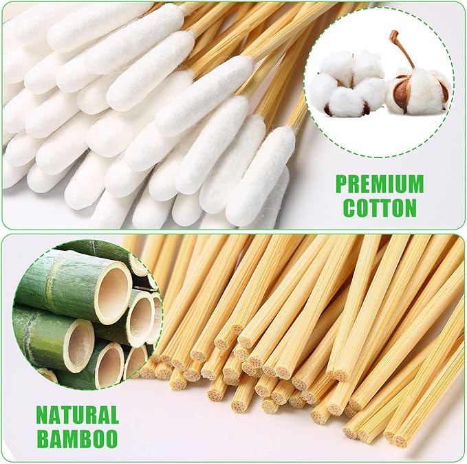 Dog Ear Cleaner Q Tips, 200pcs 6-Inch Long Cotton Swabs for Dogs - Biodegradable Qtips for Ear Cleaning, Infection Treatment, Wax Removal & Pet Care