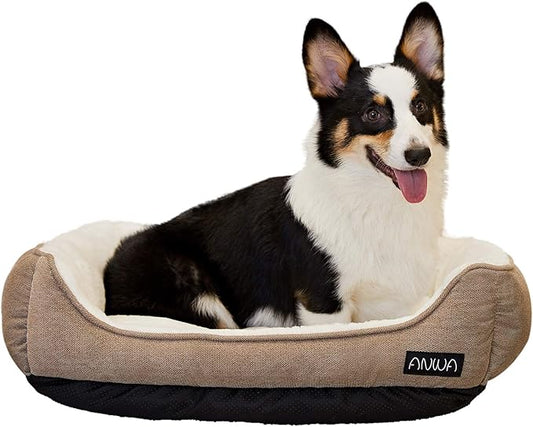 Durable Square Dog Bed - Machine Washable, Comfortable for Small & Medium Puppies