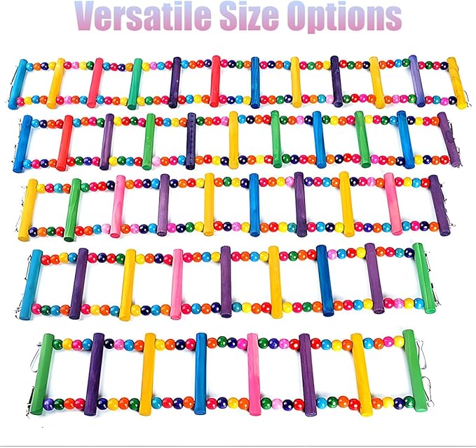 Bird Toys for Parrots Parrot Bridge, Swing Toys, and Ladders for Macaws, African Greys, Budgies, Cockatiels & Parakeets - Wooden Bird Ladder and Swing Toys for Play and Training (30Inch - 12 Ladders)